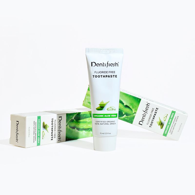 DENTIFRESH Kem đánh răng Aloe Vera được chứng nhận tự nhiên 75ml cho trẻ em trưởng thành không chứa fluoride
