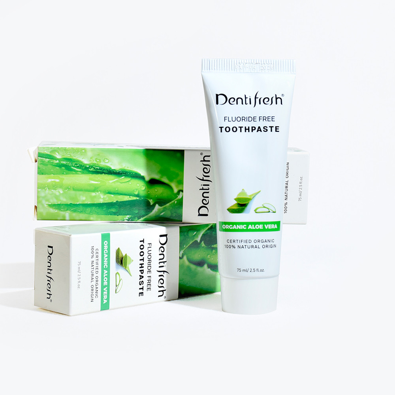 DENTIFRESH Kem đánh răng Aloe Vera được chứng nhận tự nhiên 75ml cho trẻ em trưởng thành không chứa fluoride