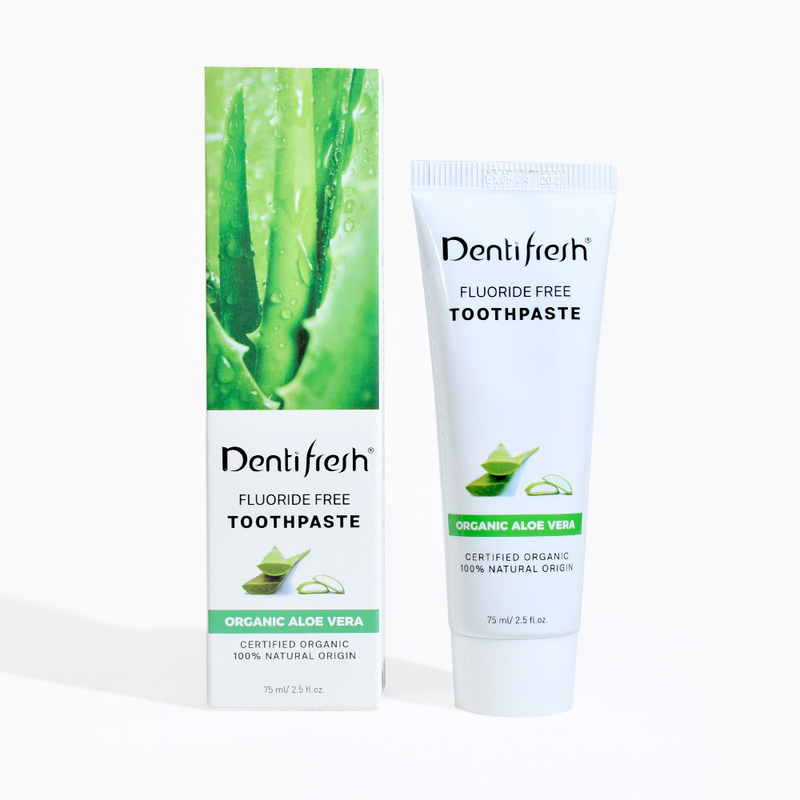 DENTIFRESH Kem đánh răng Aloe Vera được chứng nhận tự nhiên 75ml cho trẻ em trưởng thành không chứa fluoride