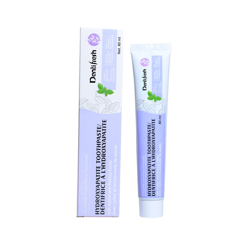 Fluoride tươi răng - Kem đánh răng miễn phí, 80ml - Hydroxyapatite công thức với xylitol và baking soda cho sức khỏe răng miệng