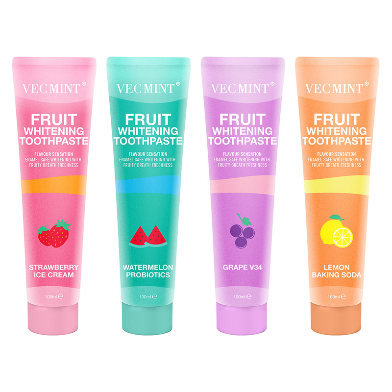 Bộ sưu tập kem đánh răng làm trắng trái cây Vecmint 100ml bao gồm dưa hấu Probiotics chanh baking soda & More Smile sáng hơn
