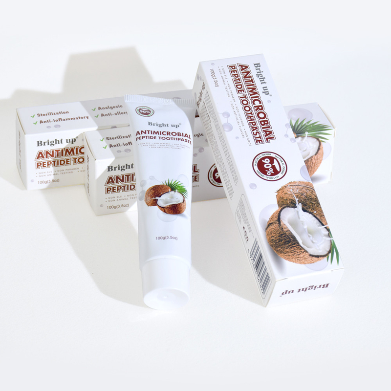 Cao - Chất lượng sáng lên thuốc đánh răng kháng vi khuẩn peptide, 100g (3.5oz) Per Tube dầu dừa bán buôn