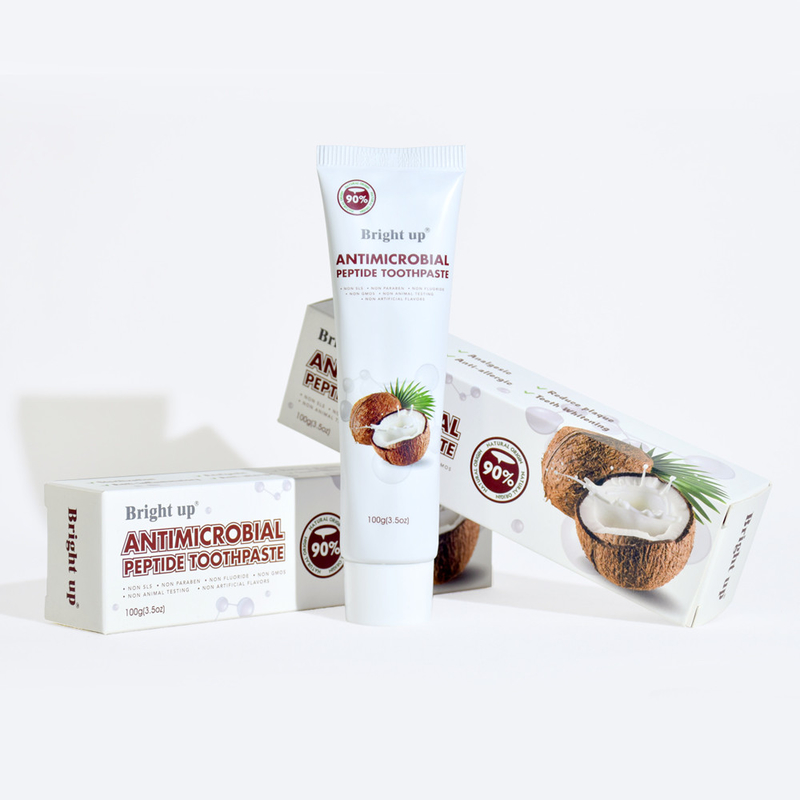 Cao - Chất lượng sáng lên thuốc đánh răng kháng vi khuẩn peptide, 100g (3.5oz) Per Tube dầu dừa bán buôn