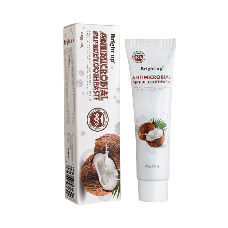 Cao - Chất lượng sáng lên thuốc đánh răng kháng vi khuẩn peptide, 100g (3.5oz) Per Tube dầu dừa bán buôn