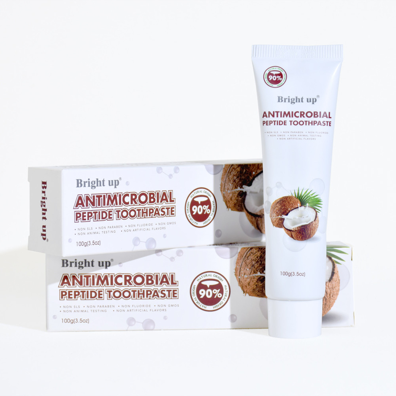 Cao - Chất lượng sáng lên thuốc đánh răng kháng vi khuẩn peptide, 100g (3.5oz) Per Tube dầu dừa bán buôn