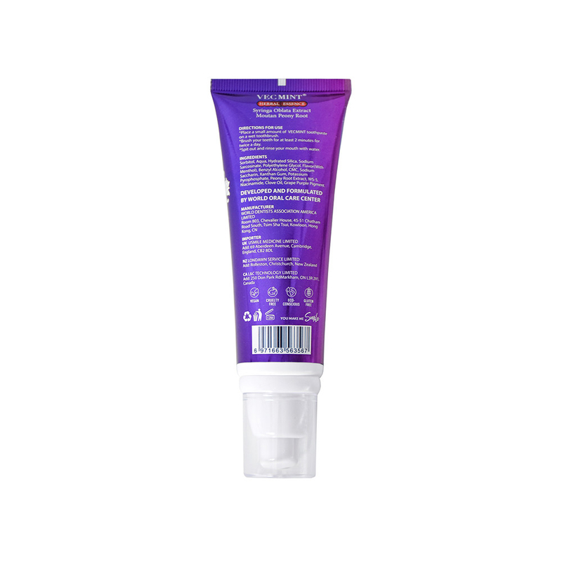 VECMINT 100ml kem đánh răng từ thảo dược - với Sophora Flavescens Extract & Malva Verticillata - Công thức làm trắng Niacinamide