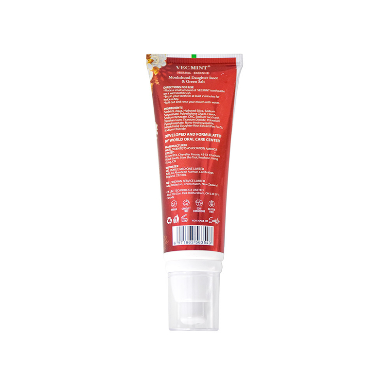 VECMINT Nano - Kem đánh răng axit hyaluronic - Công thức thảo dược với Monkshood, Daughter Root & Green Salt 100ml