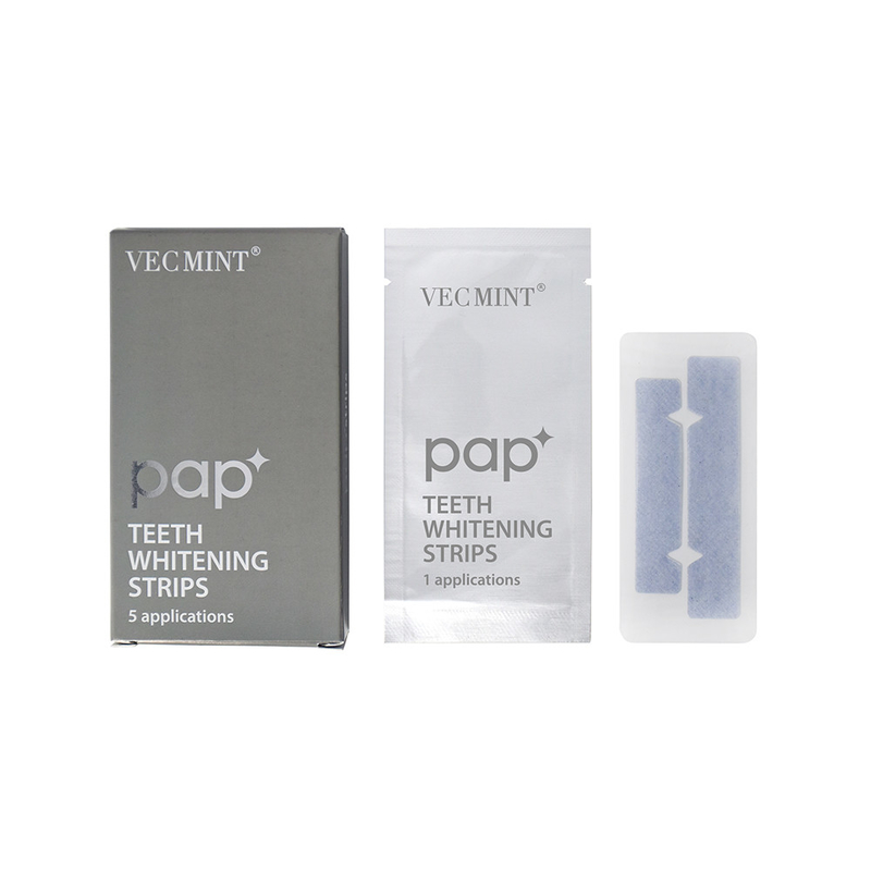 VECMINT pap* Dải làm trắng răng tiên tiến - Một gói 5 ứng dụng - Nụ cười trắng lâu dài.