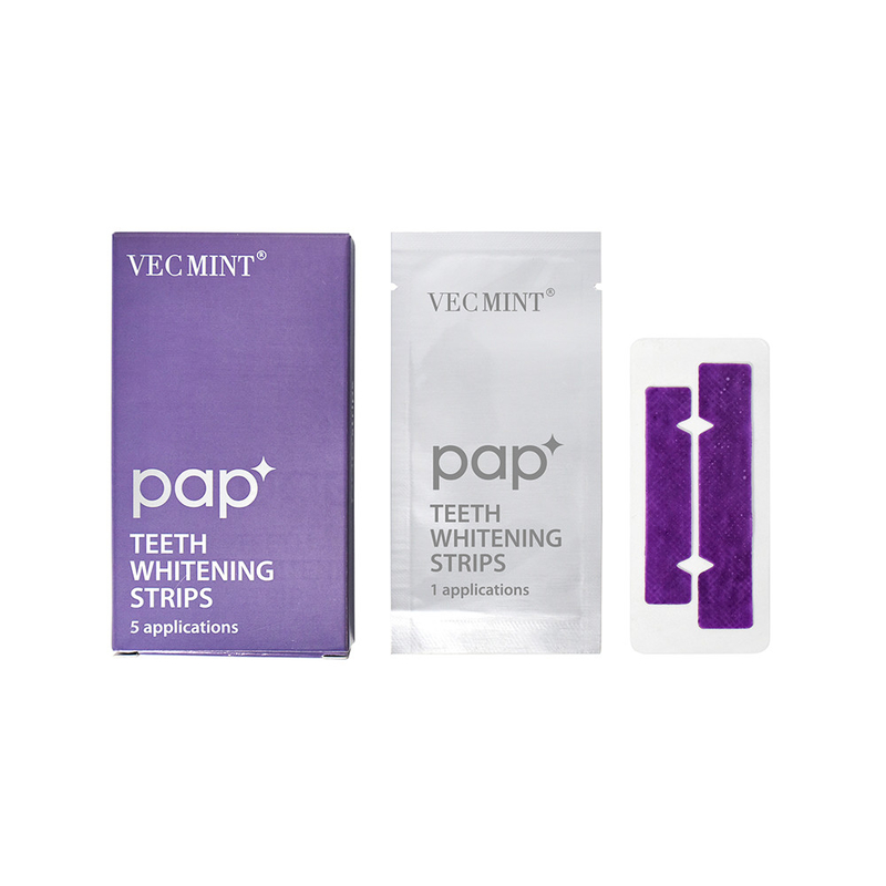 VECMINT pap* Dải làm trắng răng tiên tiến - Một gói 5 ứng dụng - Nụ cười trắng lâu dài.