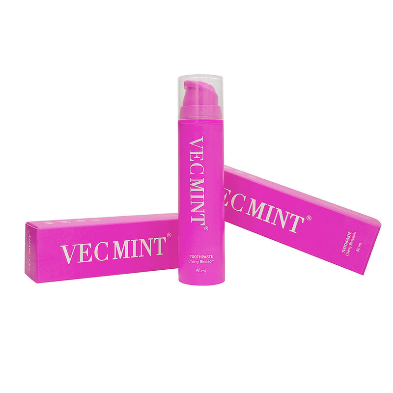 VECMINT Cherry Blossom Kem đánh răng 50mL - Thiết kế chai bơm Kem chăm sóc răng miệng không chứa fluoride cho răng nhẹ nhàng