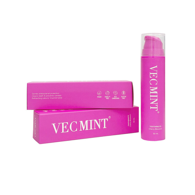 VECMINT Cherry Blossom Kem đánh răng 50mL - Thiết kế chai bơm Kem chăm sóc răng miệng không chứa fluoride cho răng nhẹ nhàng