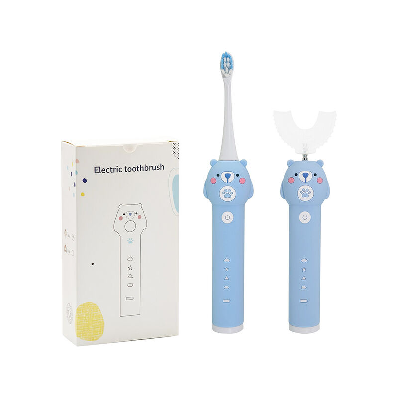 Baby Blue Bear Children Electric Toothbrush - 2 đầu bàn chải (Soft Bristle) Chải đánh răng âm thanh chống nước với 3 chế độ cho trẻ em 3-15 tuổi