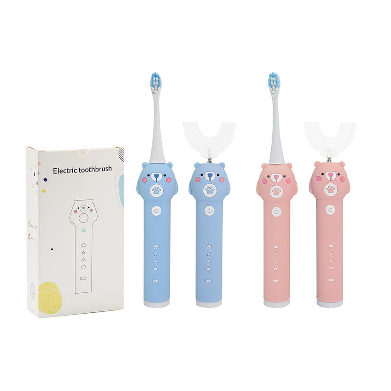 Baby Blue Bear Children Electric Toothbrush - 2 đầu bàn chải (Soft Bristle) Chải đánh răng âm thanh chống nước với 3 chế độ cho trẻ em 3-15 tuổi