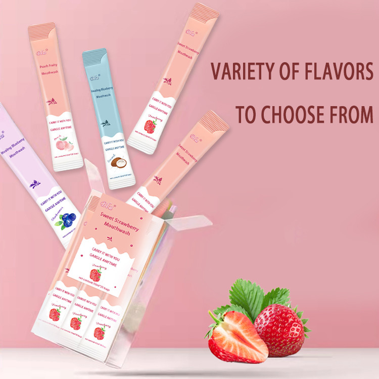 Hương bạc hà Chất lỏng rửa miệng không chứa cồn có túi đựng 10ml Nhãn riêng